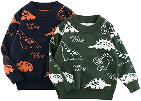 nautysaurs 幼儿男孩针织毛衣恐龙圆领套头毛衣 【nautysaurs】 服饰